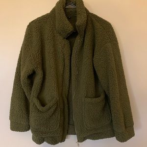 Faux Shearling Coat Jacket | Green | Size Small